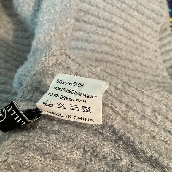 Lillusory Light Blue‎ Oversized Turtleneck Sweater Sz M Wool Blend Warm Chunky - Picture 7 of 7